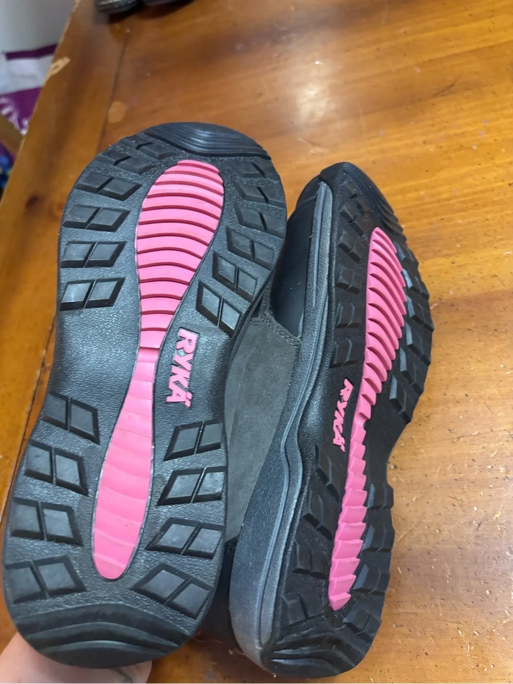 Ryka Women's Grey Slip-On Zipper Athletic Shoes with Pink Stitching 11 Wide